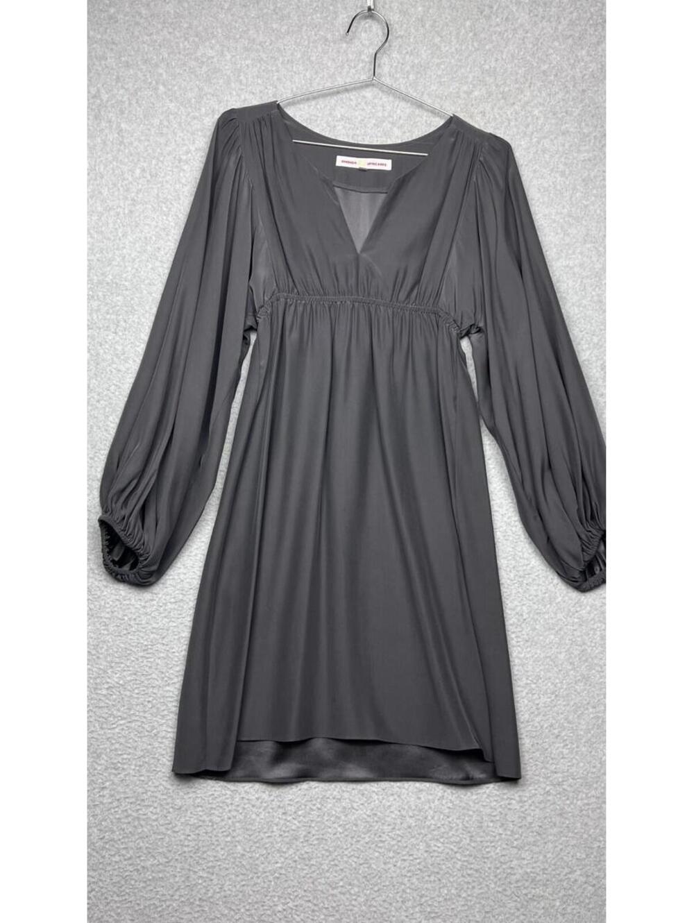 Amanda Uprichard Dakota Willow Swing Silk Babydoll Dress V-Neck Balloon Sleeve S